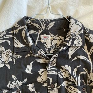 Faherty Charcoal and Cream Floral Shirt